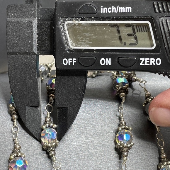 Wonderful AB faceted Glass & Sterling Silver 20” Necklace Hook Clasp Beautiful - Picture 6 of 8